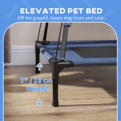 Portable Raised Dog Cot with Canopy, Medium Size, Dark Blue Elevated Dog Beds at Gallery Canada