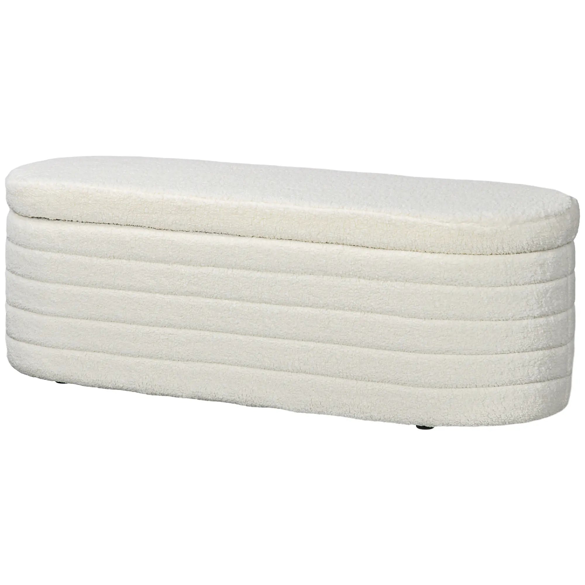 Teddy Fleece Upholstered Bed Bench, 116 cm, Cream White, Cream White Storage Ottomans & Benches Cream White at Gallery Canada