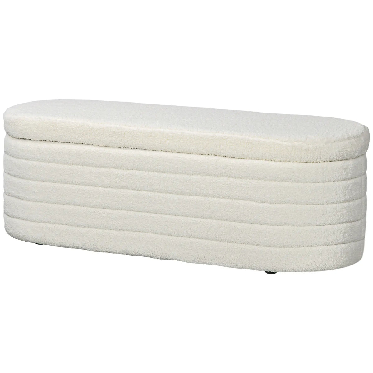 Teddy Fleece Upholstered Bed Bench, 116 cm, Cream White, Cream White Storage Ottomans & Benches Cream White at Gallery Canada