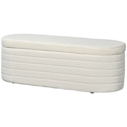 Teddy Fleece Upholstered Bed Bench, 116 cm, Cream White, Cream White Storage Ottomans & Benches Cream White at Gallery Canada