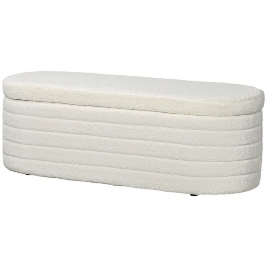 Teddy Fleece Upholstered Bed Bench, 116 cm, Cream White, Cream White Storage Ottomans & Benches Cream White at Gallery Canada