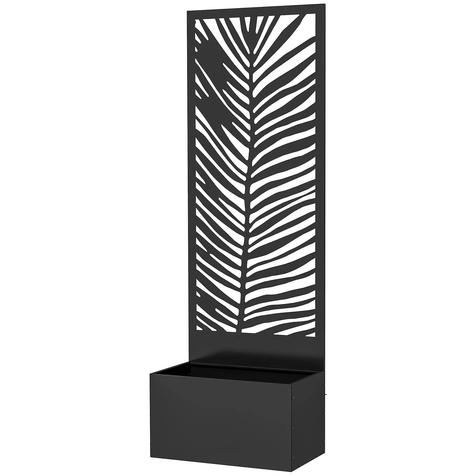 Raised Garden Bed, Outdoor Privacy Screen, Metal Planter Box with Trellis, Wall-Mounted, Black Raised Garden Beds Black at Gallery Canada