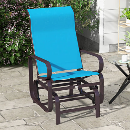 Patio Glider with Mesh Fabric, Outdoor Rocking Chair, Blue Outdoor Gliders at Gallery Canada