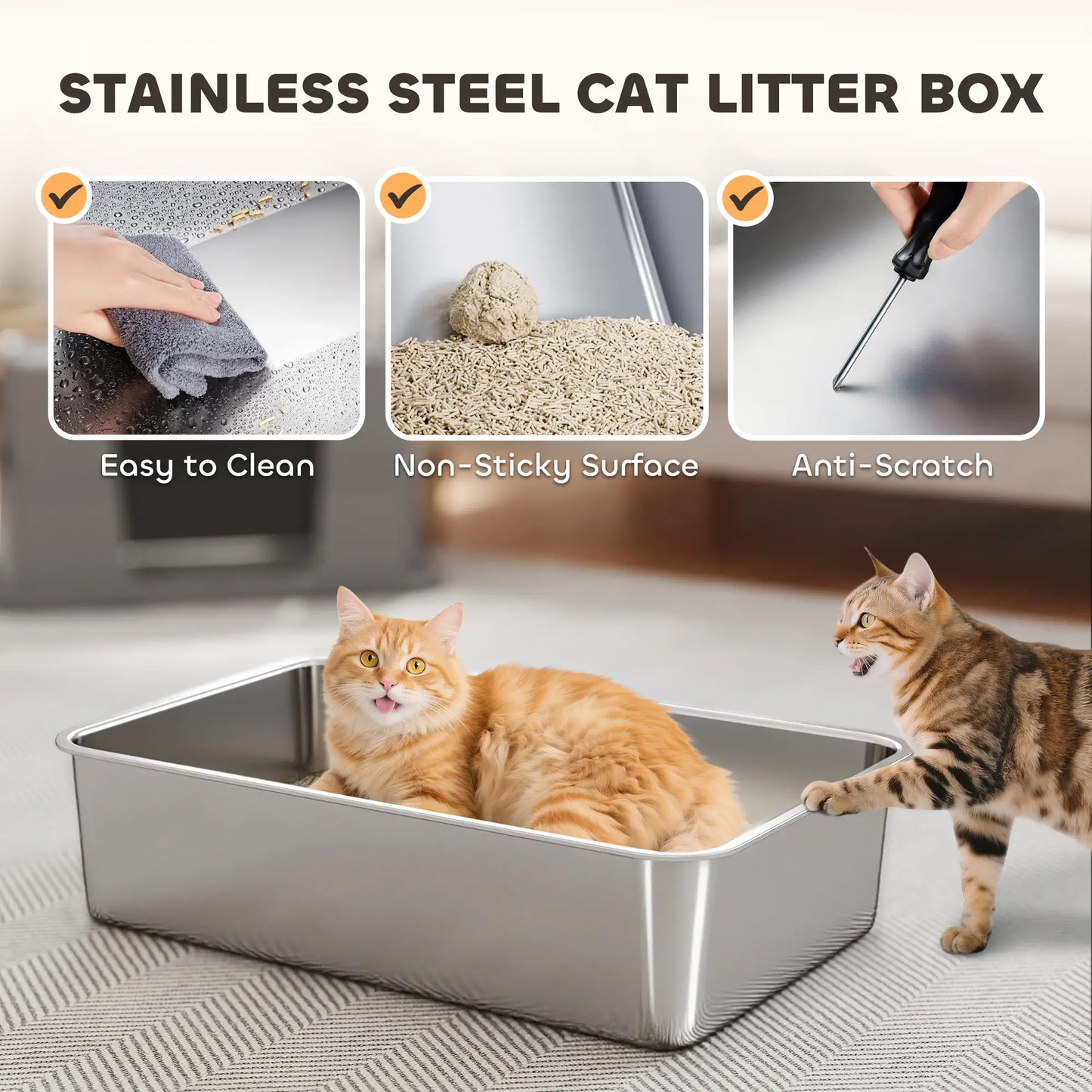 XL Stainless Litter Box With 100° Flip Top, Scoop, Dual Entry, Stainless Cat Litter Box Enclosures at Gallery Canada