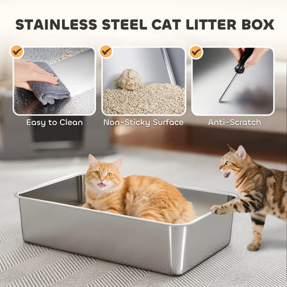 XL Stainless Litter Box With 100° Flip Top, Scoop, Dual Entry, Stainless Cat Litter Box Enclosures at Gallery Canada