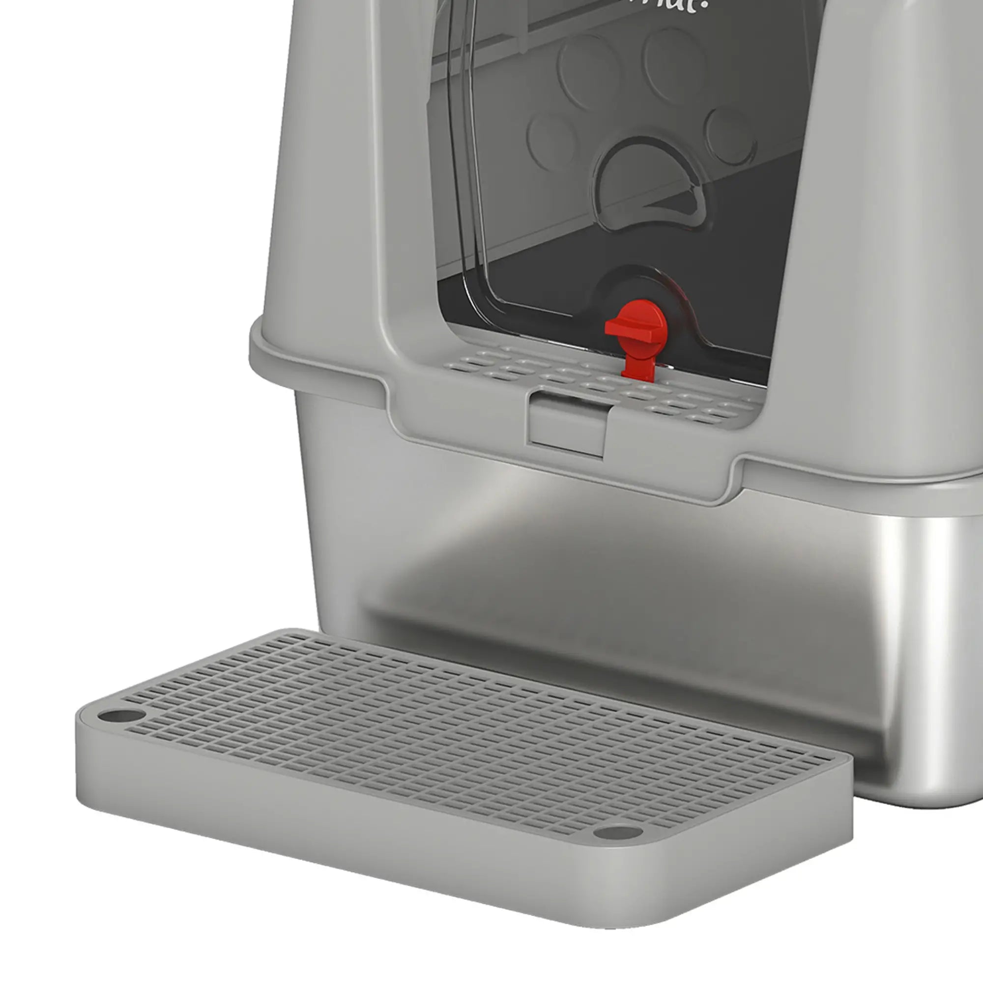 XL Stainless Steel Enclosed Cat Litter Box, Lid, Scoop, Step, Grey Cat Litter Box Enclosures at Gallery Canada