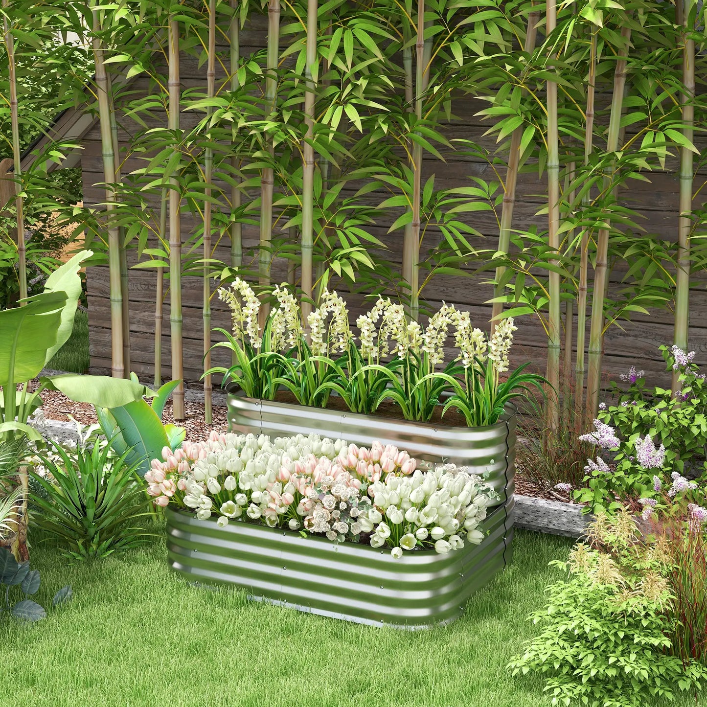 4'x3'x1' Outdoor Raised Garden Bed, 2-Tier Galvanized Planter Box Galvanized Planter Boxes at Gallery Canada