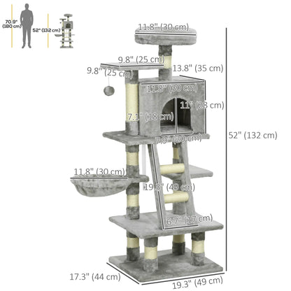 49 Inch Cat Tree for Indoor Cats, Light Grey Cat Towers at Gallery Canada