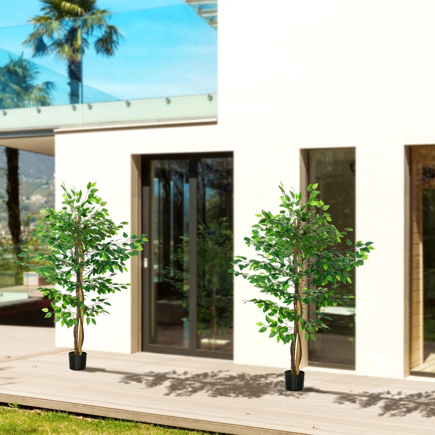Set Of 2 5ft Artificial Ficus Trees, Indoor Fake Plants With Pot Artificial Trees at Gallery Canada