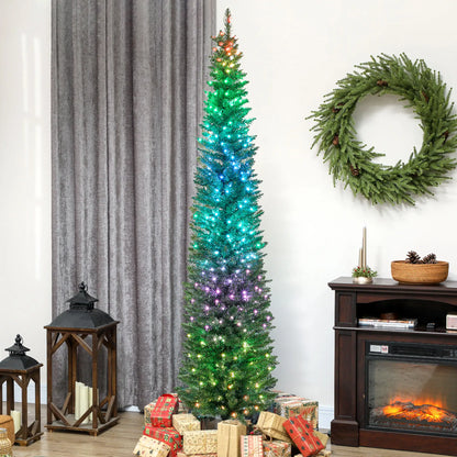7.5ft Christmas Tree, Colorful DIY LEDs, Hinged Pencil, Remote, Timer, Green Pencil Christmas Trees Green at Gallery Canada