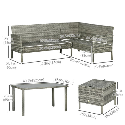 5-Piece Wicker Patio Set, Dining Table, Ottomans, Navy Blue Patio Furniture Sets at Gallery Canada
