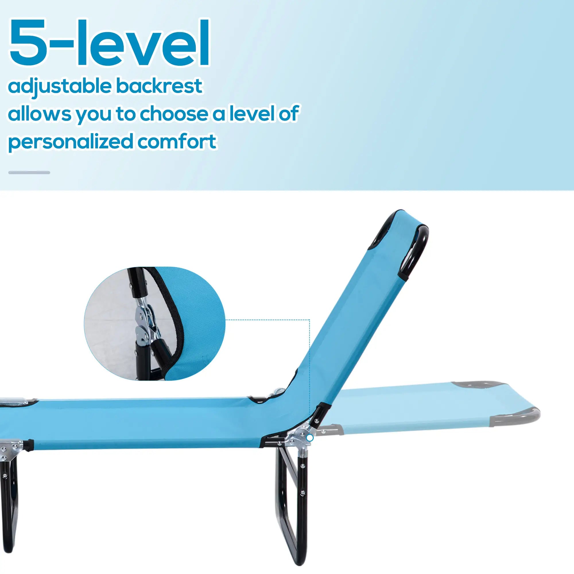 Outdoor Folding Lounge Chair, Reclining Mesh, Beach, Yard, Patio, Sky Blue Lounger Chairs at Gallery Canada