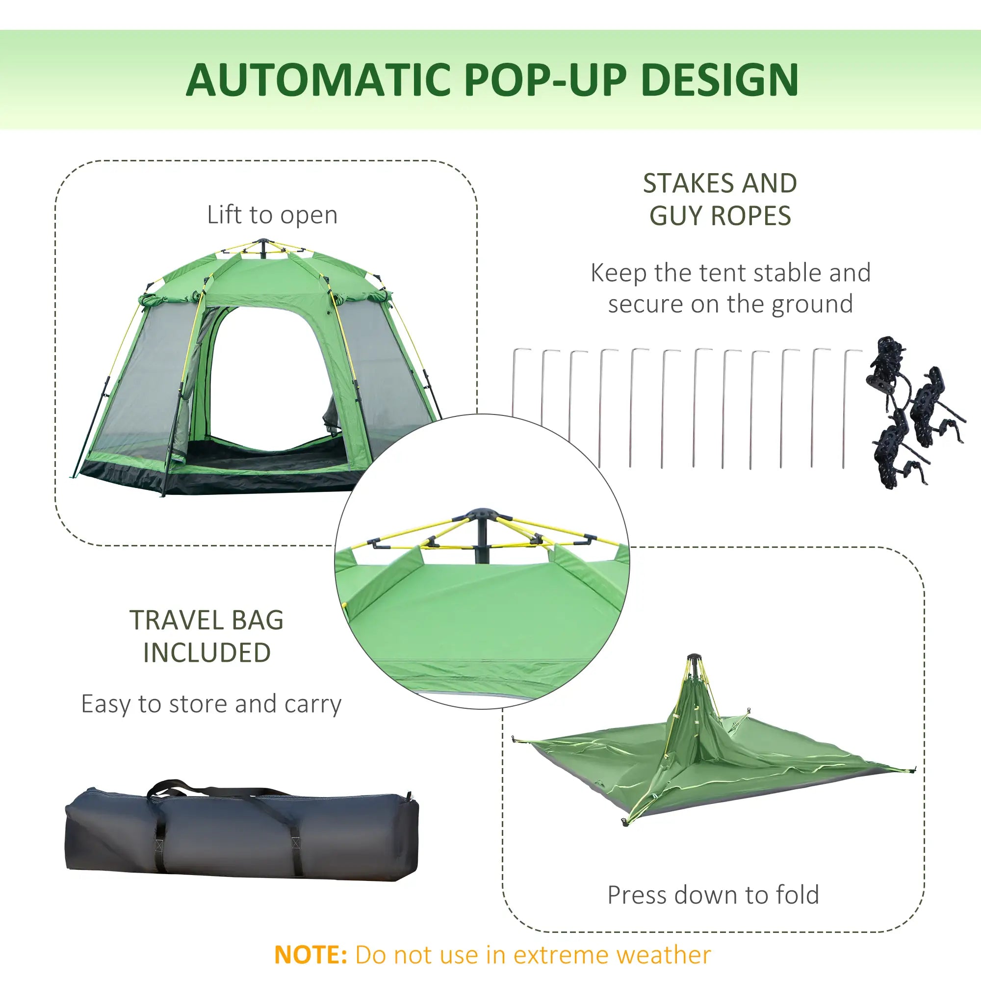 6 Person Instant Tent, 2-Tier Fabric With 4 Windows, Portable Camping, Green Camping Tents at Gallery Canada