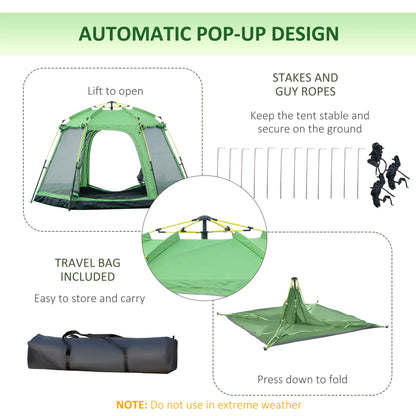 6 Person Instant Tent, 2-Tier Fabric With 4 Windows, Portable Camping, Green Camping Tents at Gallery Canada
