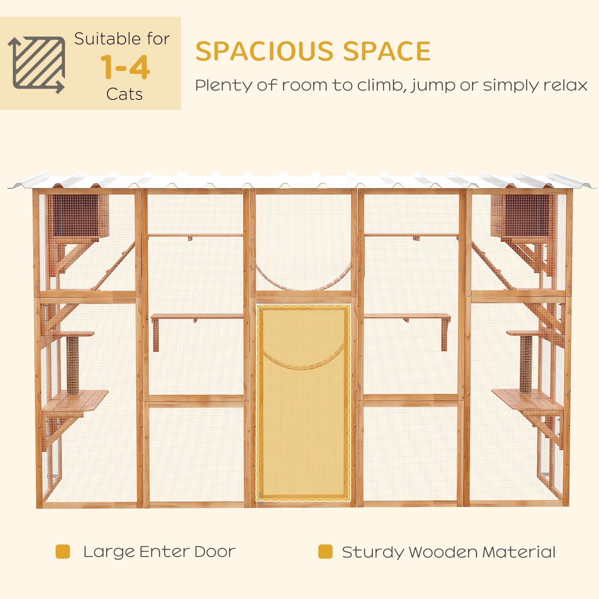 Large Outdoor Catio, Condos, Platforms, Doors, Ladders, Weather-Resistant Roof, Orange Outdoor Cat Enclosures at Gallery Canada