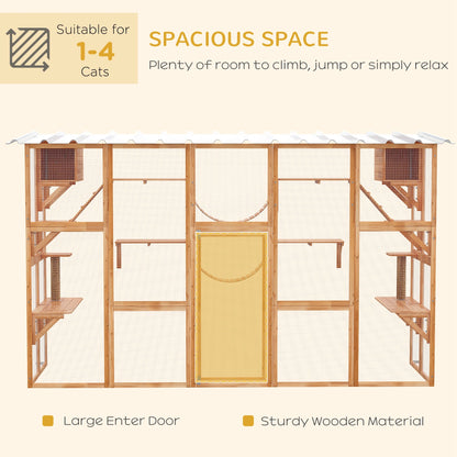 Large Outdoor Catio, Condos, Platforms, Doors, Ladders, Weather-Resistant Roof, Orange Outdoor Cat Enclosures at Gallery Canada