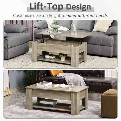 Lift Top Coffee Table, Hidden Storage, Open Shelf, Living Room, Grey Coffee Tables at Gallery Canada