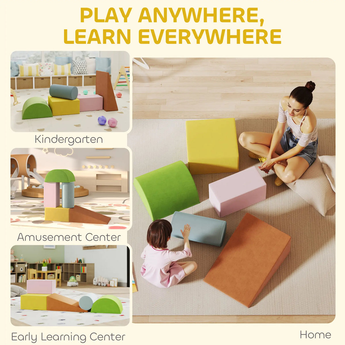Toddler Climbing Toys, Indoor Play Set, Crawling Sliding, Orange/Green Kids Gym & Playmats at Gallery Canada