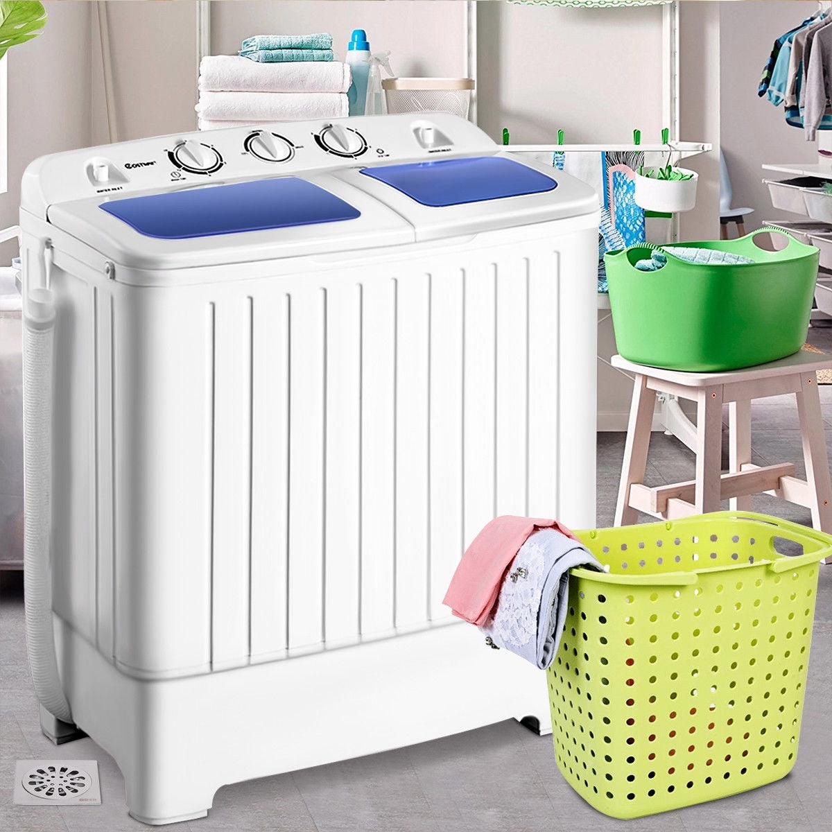 20 Lbs Compact Twin Tub Washing Machine, White Washing Machines at Gallery Canada