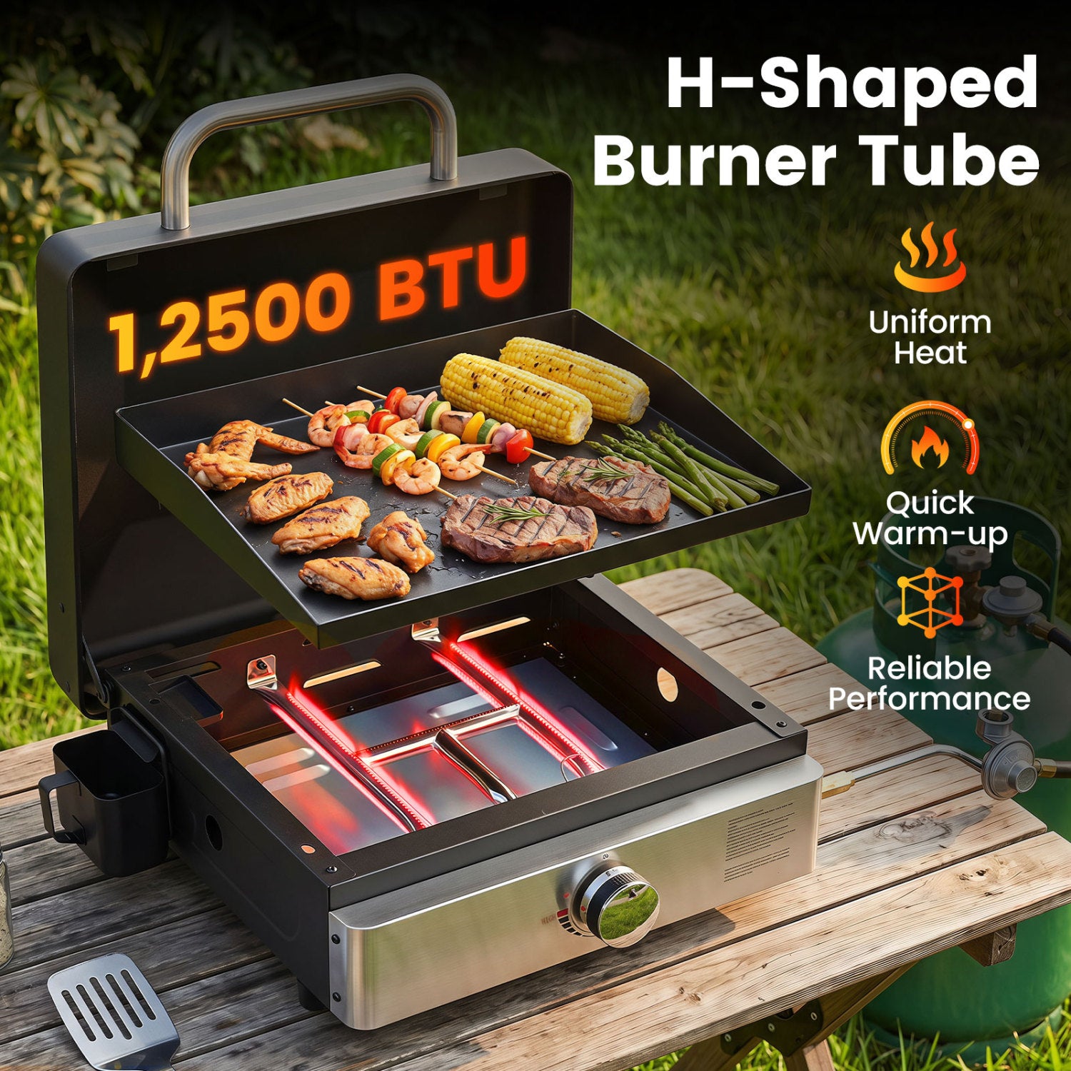 1-Burner Portable Gas Griddle, Non-Stick Ceramic, Black Outdoor Grills at Gallery Canada