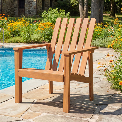 Acacia Wood Outdoor Patio Chair, Slatted Backrest, Armrest Patio Dining Chairs at Gallery Canada