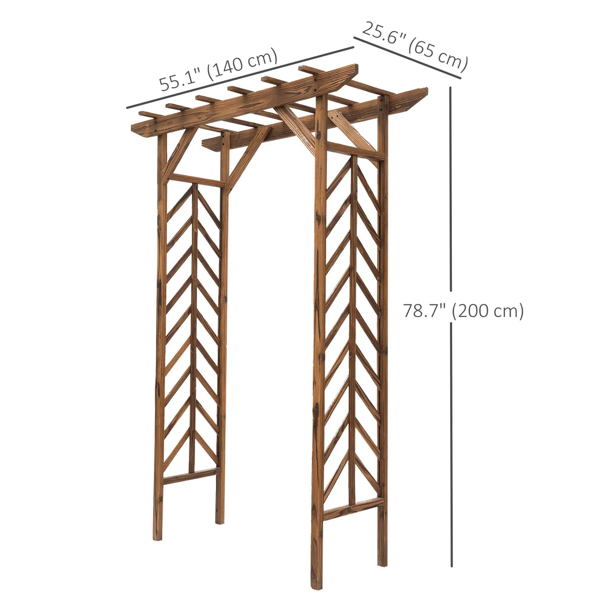 79" Arched Plant Trellis, Pergola Style Roof, Fir Wood Frame Garden Arches at Gallery Canada