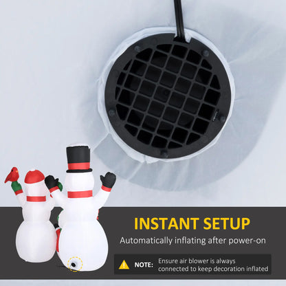 8ft Inflatable Christmas Snowman, LED Yard Display, Red Bird Christmas Inflatables at Gallery Canada