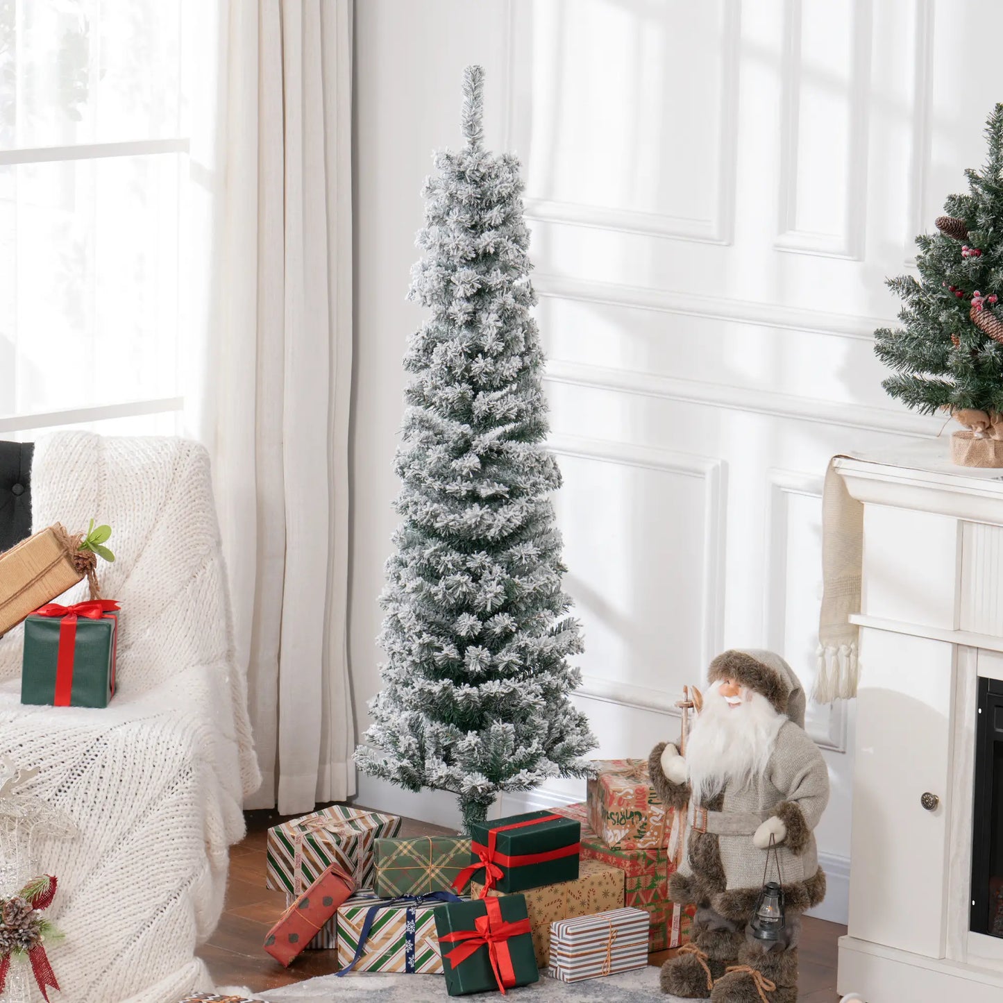 5ft Flocked Pencil Christmas Tree, Realistic Tips, Green Pencil Christmas Trees at Gallery Canada