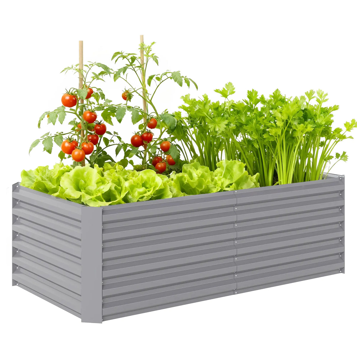 6' x 3' x 2' Raised Garden Bed, Galvanized Planter Box, Light Grey