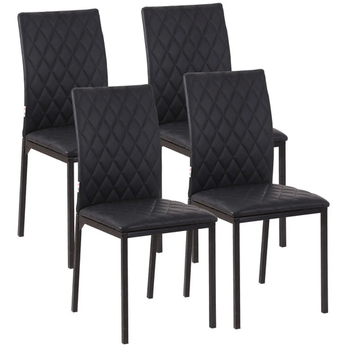 Modern Dining Chairs Set of 4, Upholstered Faux Leather, Black