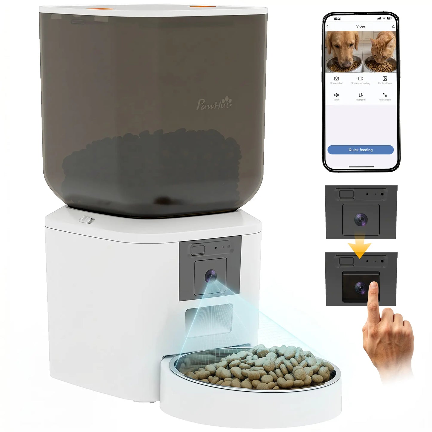 Automatic Cat Feeder With Camera, 2.4G WiFi, 8L, Dual Power Dog Bowls at Gallery Canada