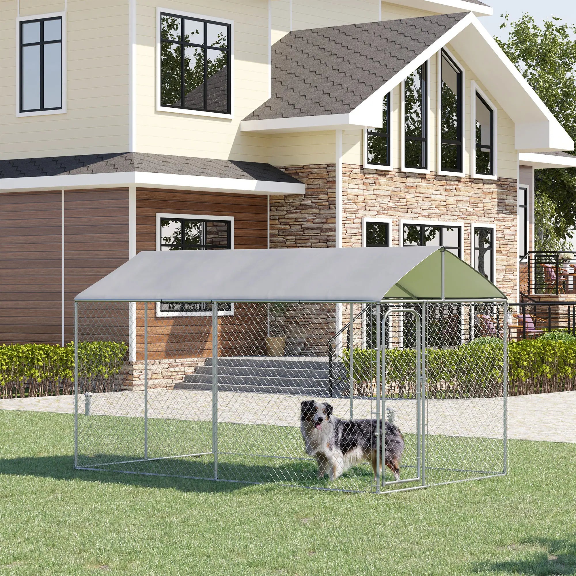 Outdoor Dog Kennel, Heavy Duty Playpen With Cover, 13.1' x 7.5' x 7.5' Houses, Kennels & Pens at Gallery Canada