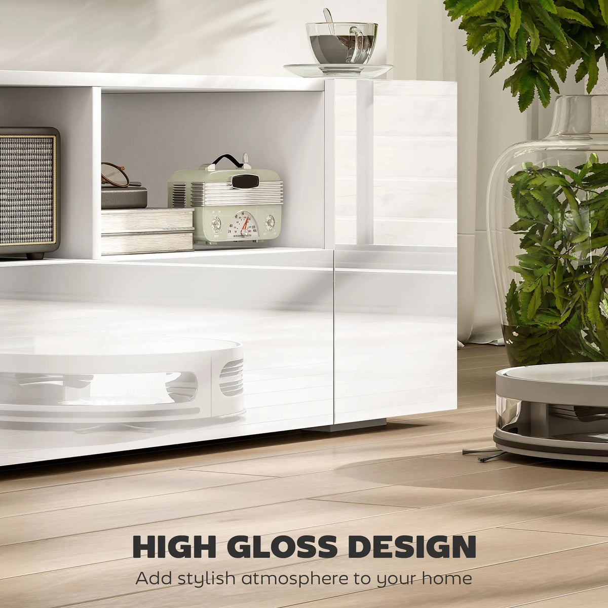 TV Stand for TVs up to 60", 53.9" x 13.8" x 16.5", White TV Stands at Gallery Canada
