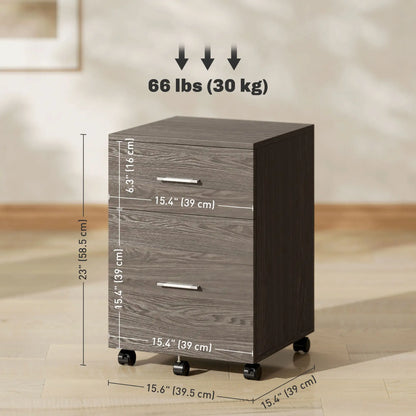 Mobile Vertical File Cabinet, 2 Drawers with Wheels, Letter or A4, Grey Office Cabinets & Cupboards at Gallery Canada