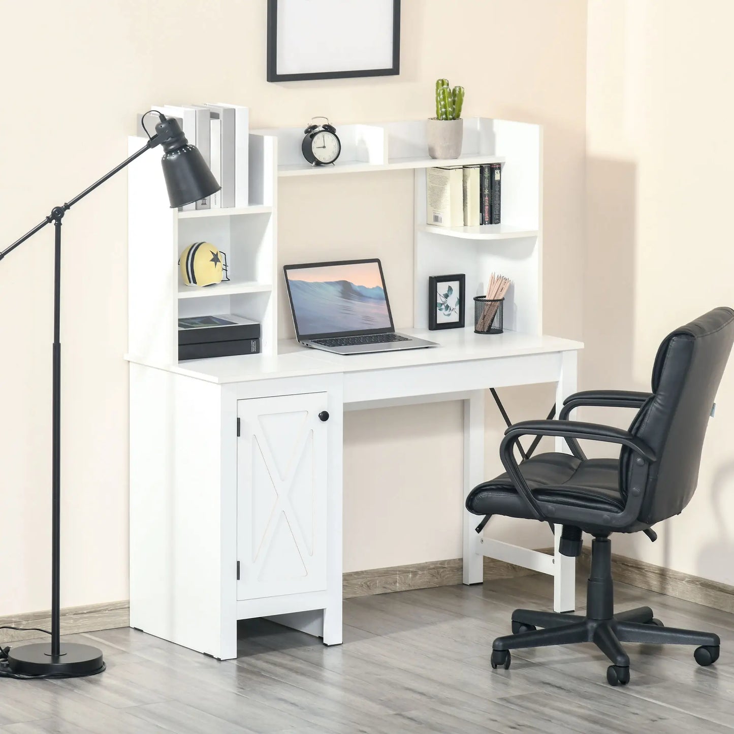Farmhouse Computer Desk with Storage, 47 Inch, White Computer Desks at Gallery Canada