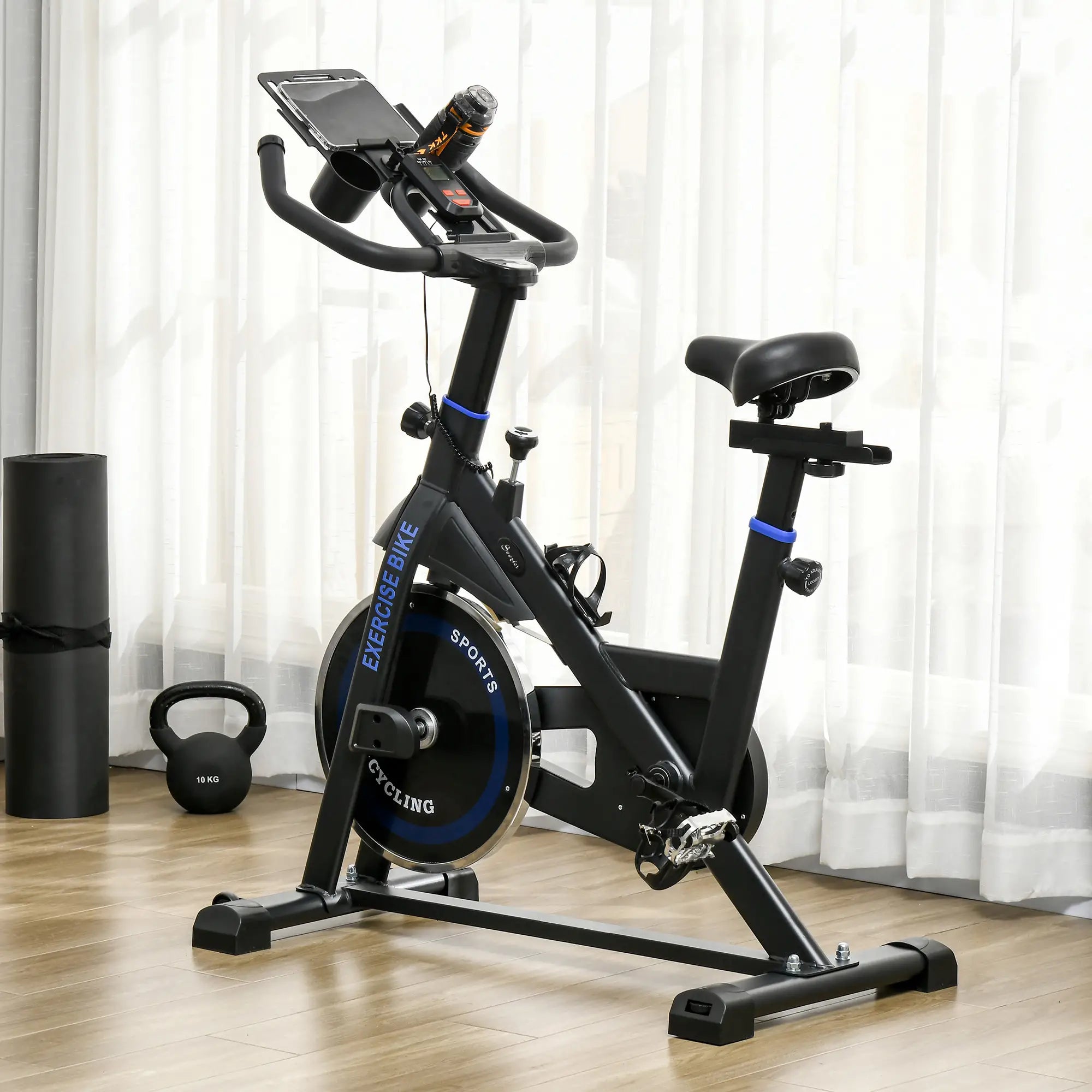 Adjustable Upright Stationary Exercise Bike, LCD Display, Indoor Cycling, Adjustable Resistance, Black Exercise & Stationary Bikes at Gallery Canada