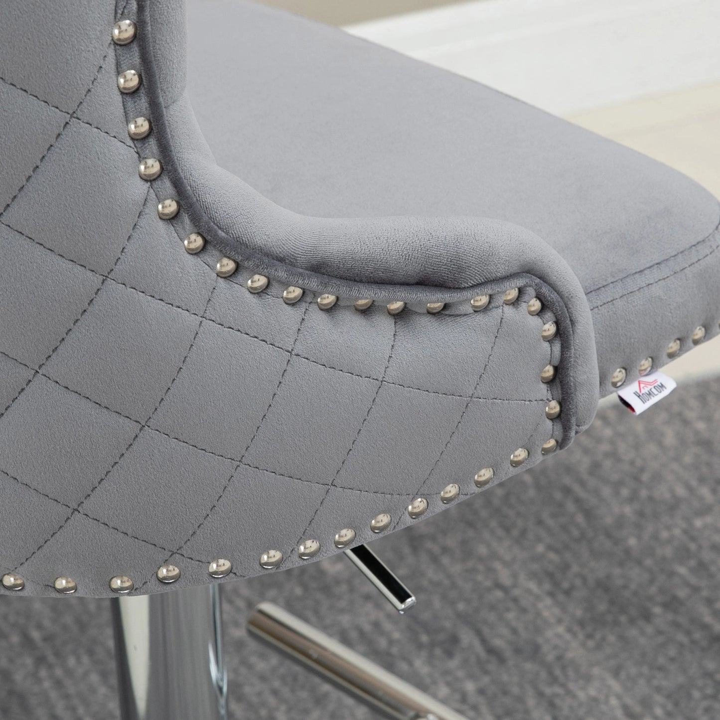 Adjustable Bar Stools Set of 2, Swivel Velvet, Counter Height, Grey Bar Stools at Gallery Canada