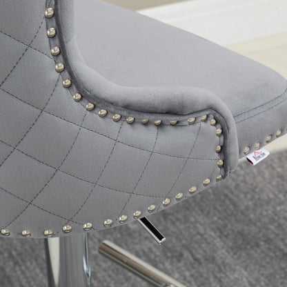 Adjustable Bar Stools Set of 2, Swivel Velvet, Counter Height, Grey Bar Stools at Gallery Canada