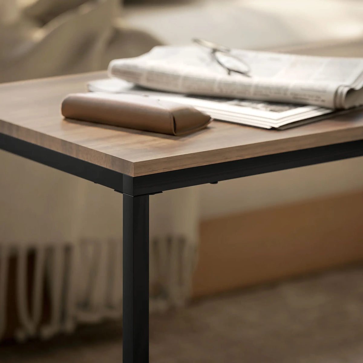 Nesting Coffee Table Set of 3, Black Metal Frame, 3-Piece, Brown Coffee Tables at Gallery Canada