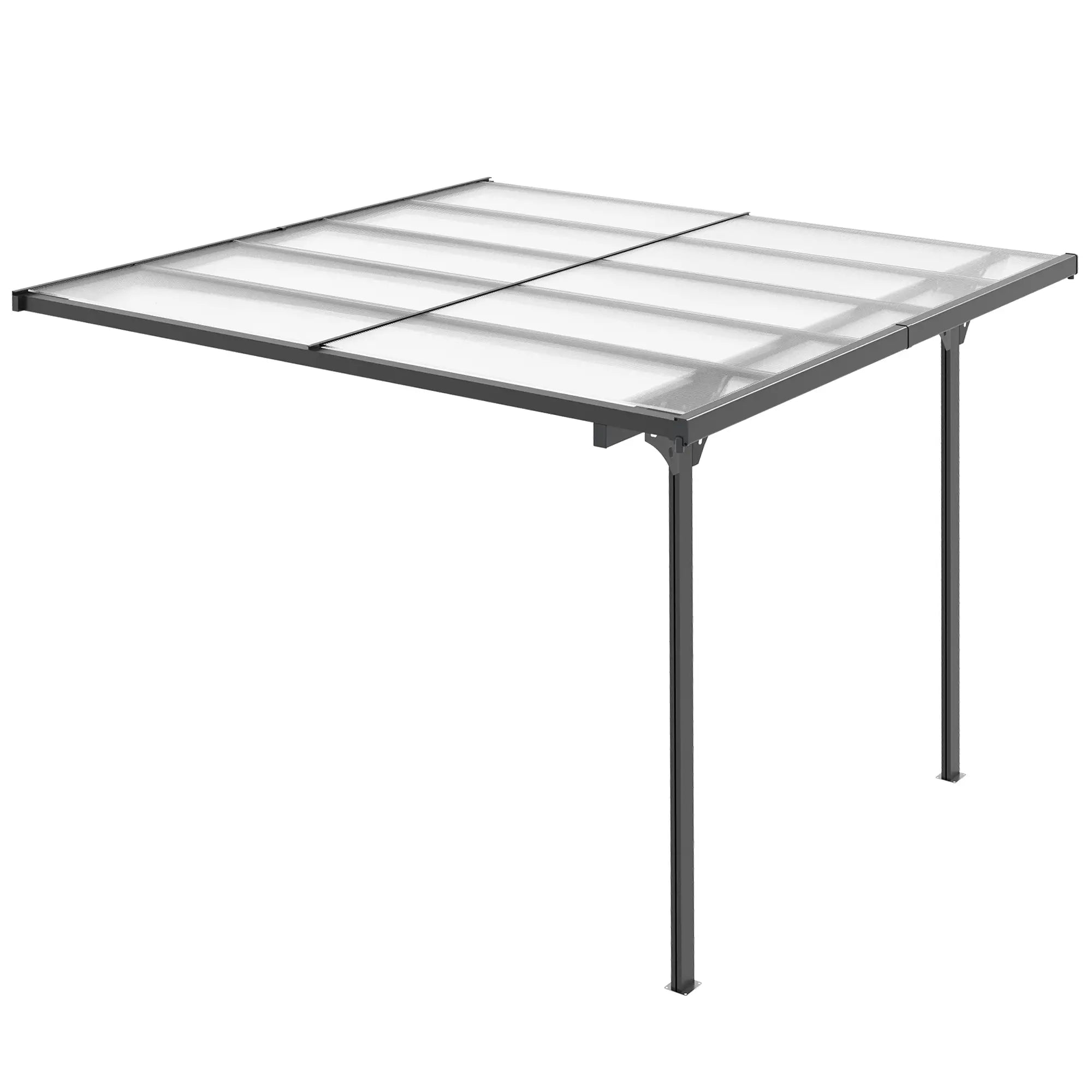 10' x 10' Aluminum Pergola, Adjustable Height, Polycarbonate Roof, UV Protection, Grey Pergolas Grey at Gallery Canada