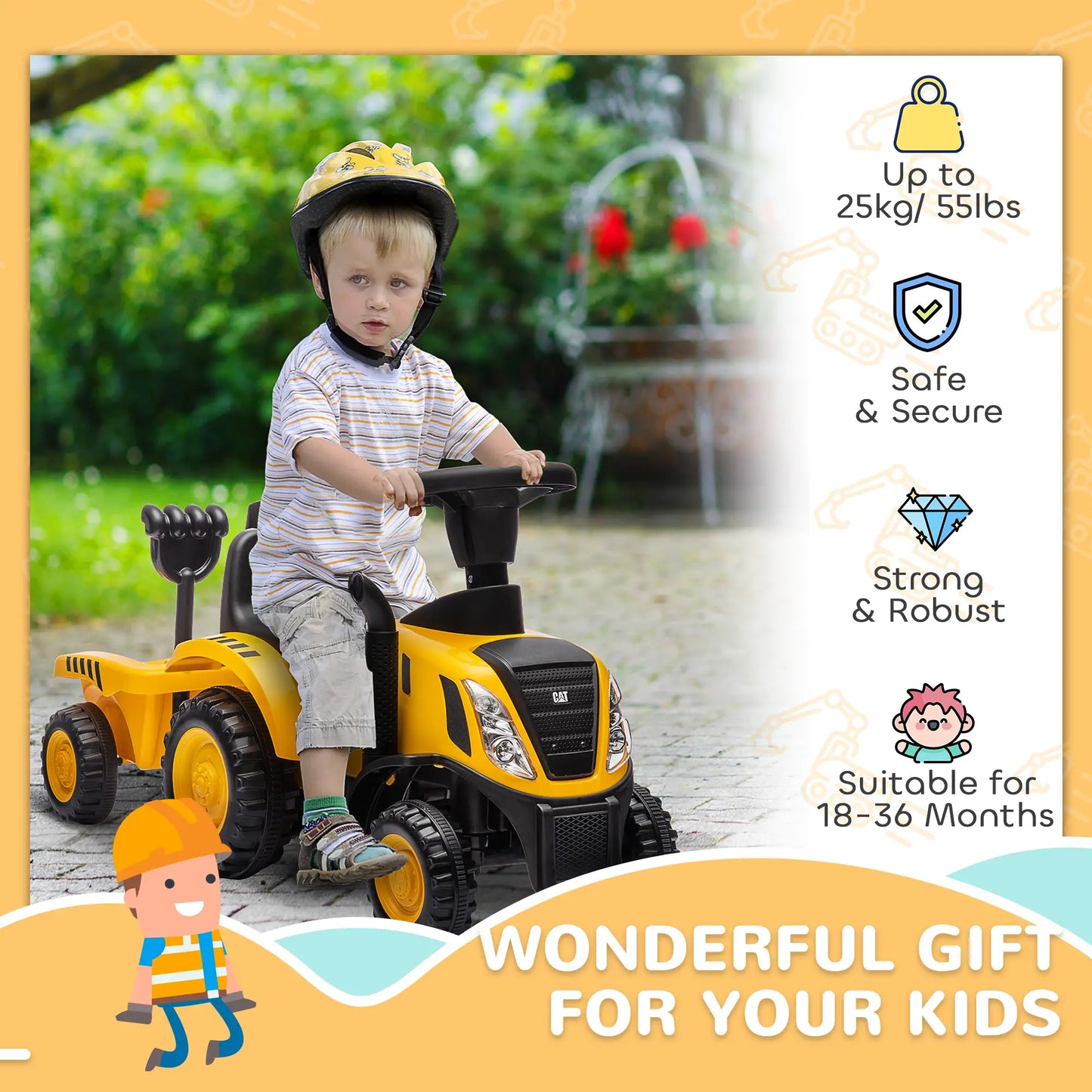 No Power Ride On Tractor with Shovel, Trailer Toy Excavators at Gallery Canada