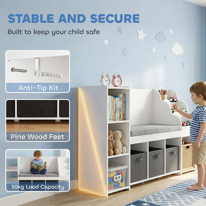 Kids Storage Shelf With Reading Nook, Toy Organizer, 3 Fabric Drawers, undefined Baby & Kids Storage at Gallery Canada