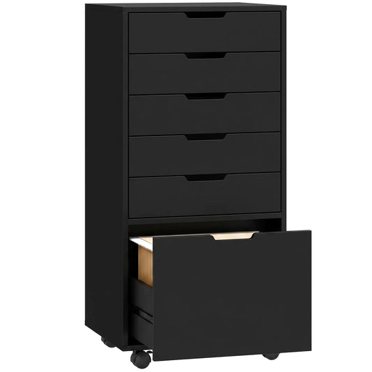 Mobile File Cabinet On Wheels, 5 Drawer Printer Stand, Black Office Cabinets & Cupboards Black at Gallery Canada