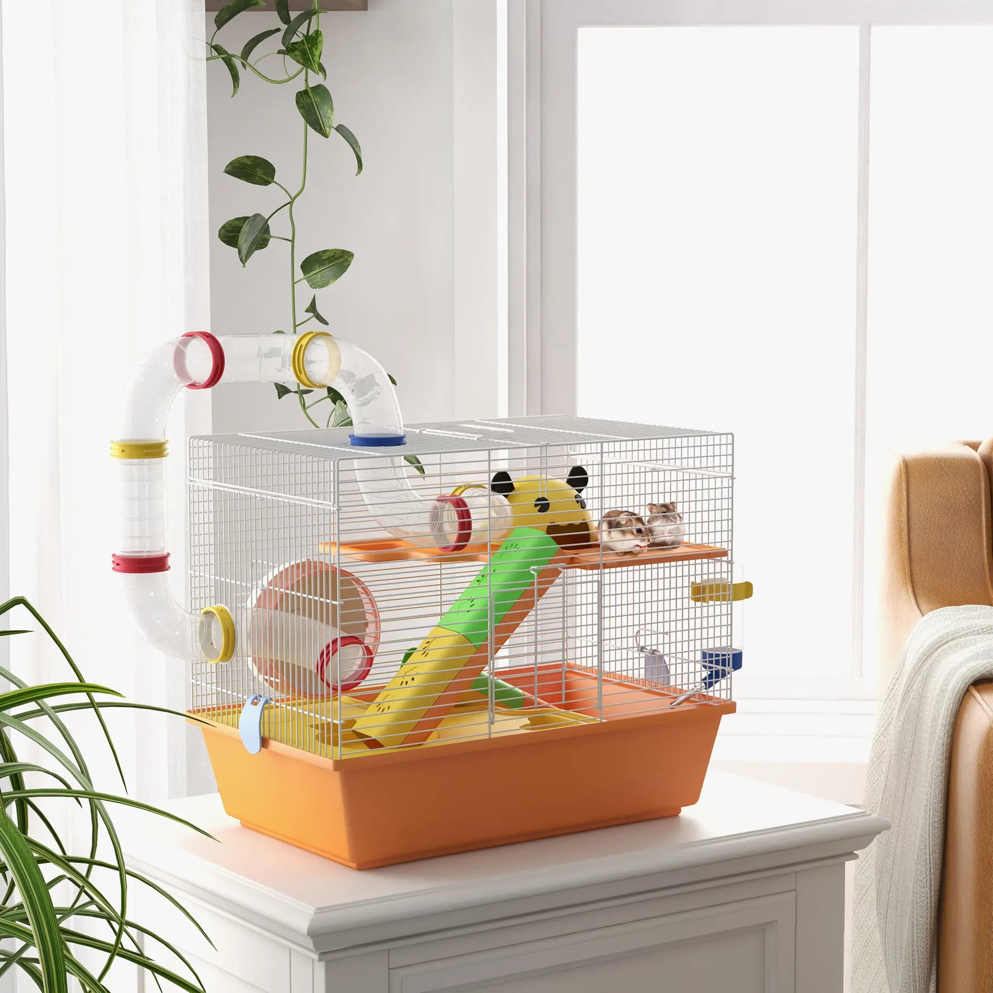 3 Tier Hamster Cage, Tunnels, Water Bottle, Exercise Wheel, 18