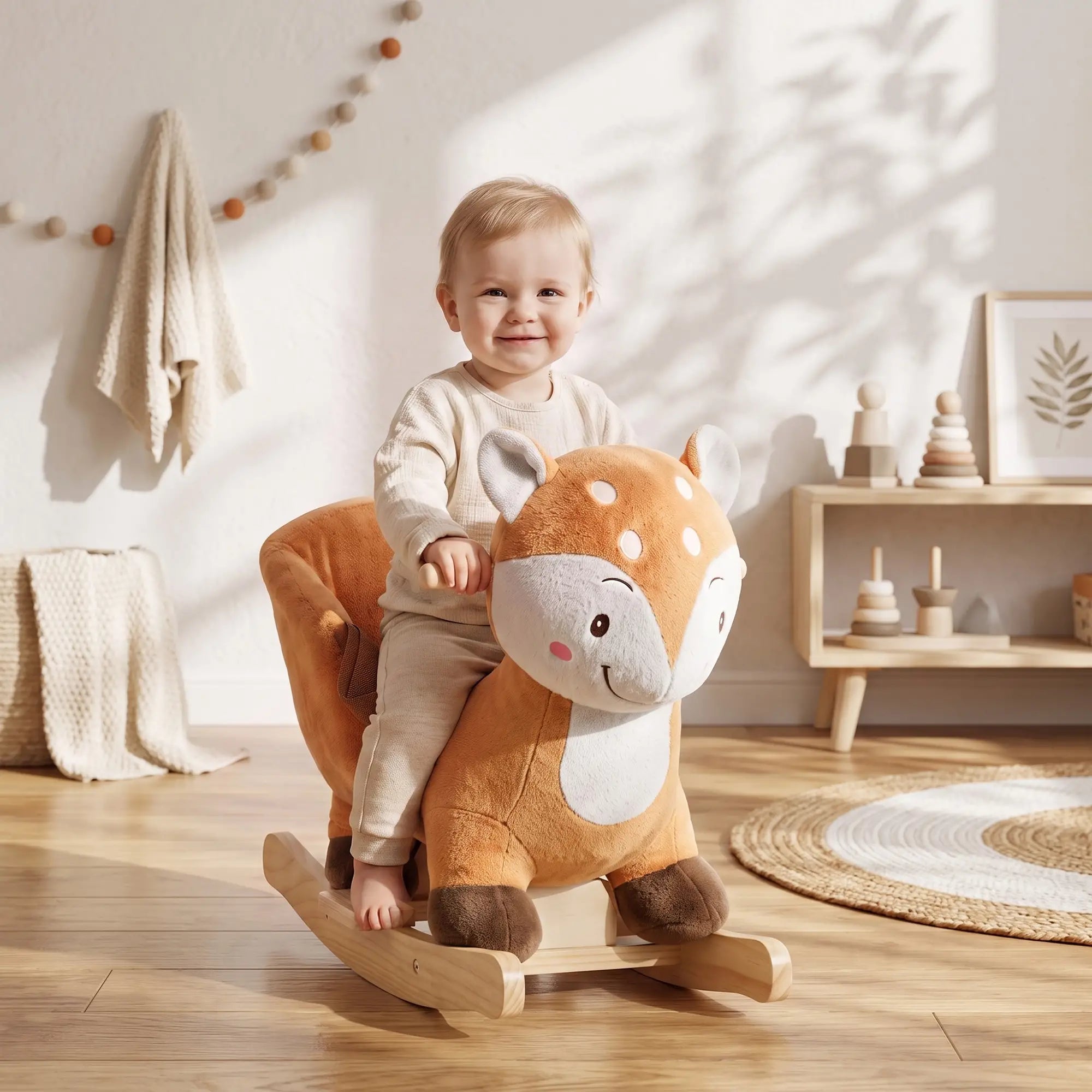 Deer Rocking Horse for Toddlers 1-3 Years, Brown Rocking Horses at Gallery Canada