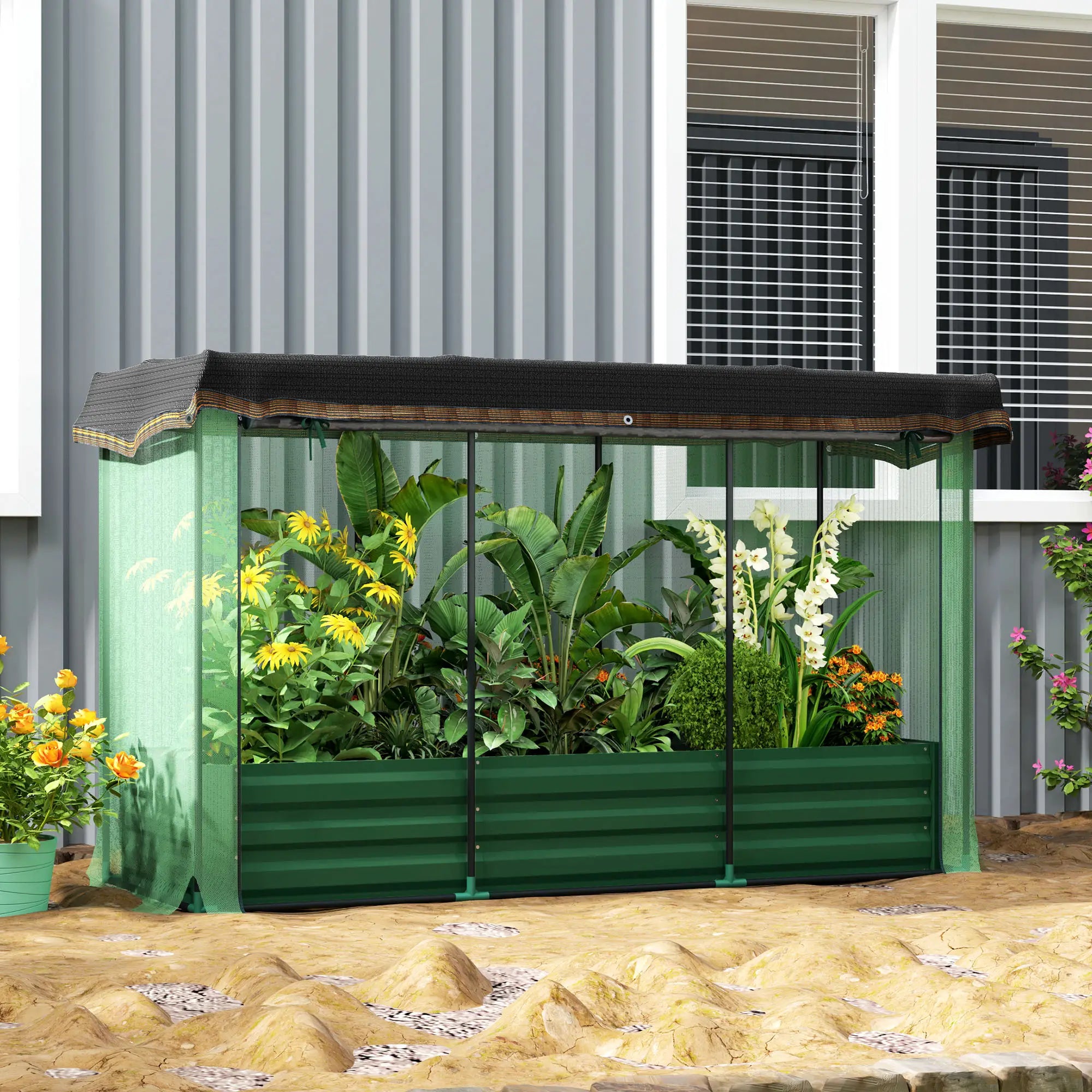 Galvanized Steel Planter Box, Raised Garden Bed, Crop Cage, Shade Cloth Raised Garden Beds at Gallery Canada