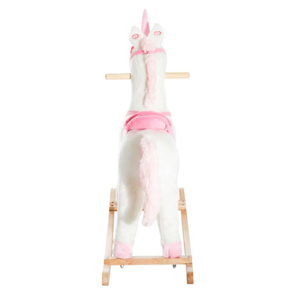 Kids Plush Rocking Horse Unicorn, Realistic Sounds, White & Pink Rocking Horses at Gallery Canada