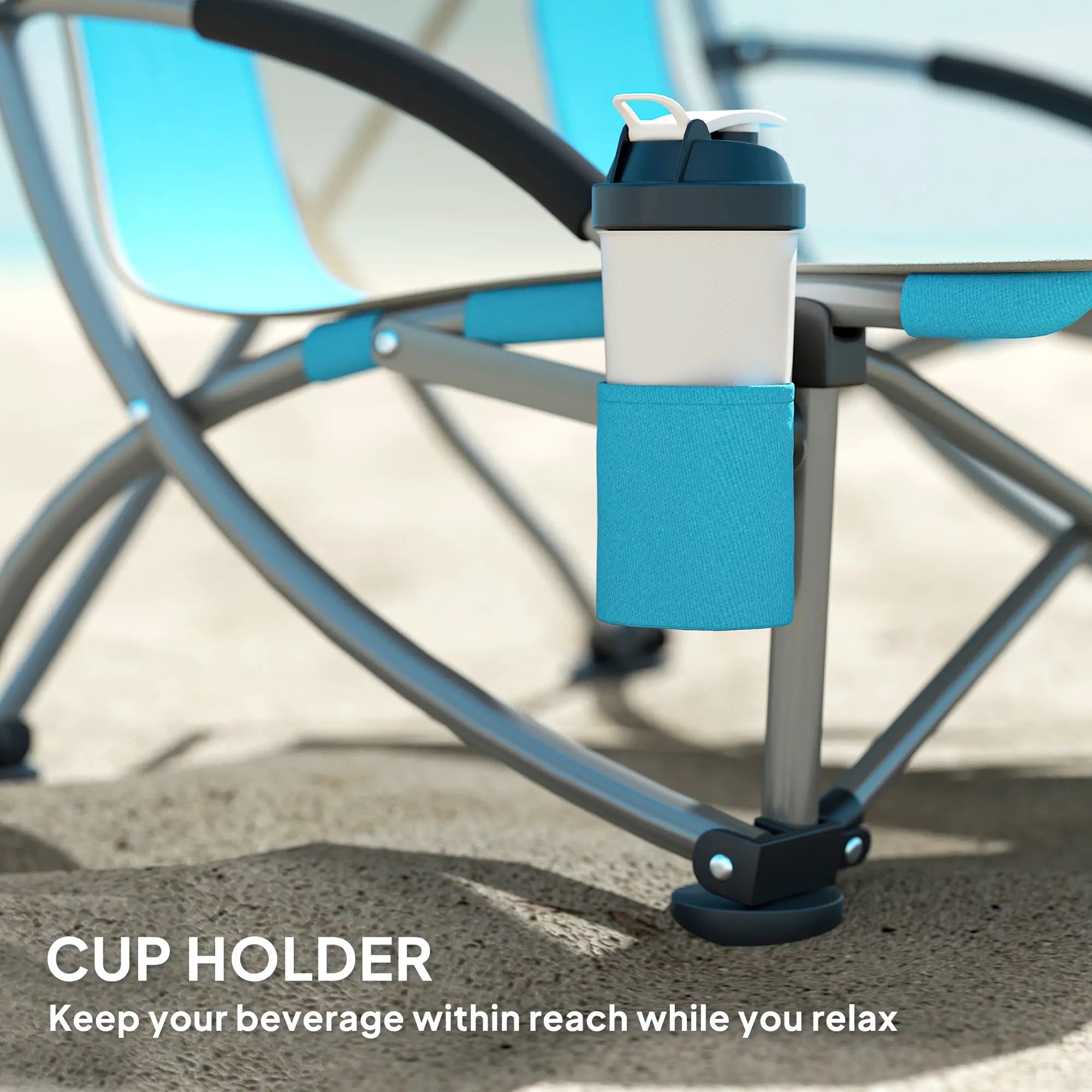 Folding Beach Chairs, Mesh Back, Carry Bag, Cup Holder, 27.6