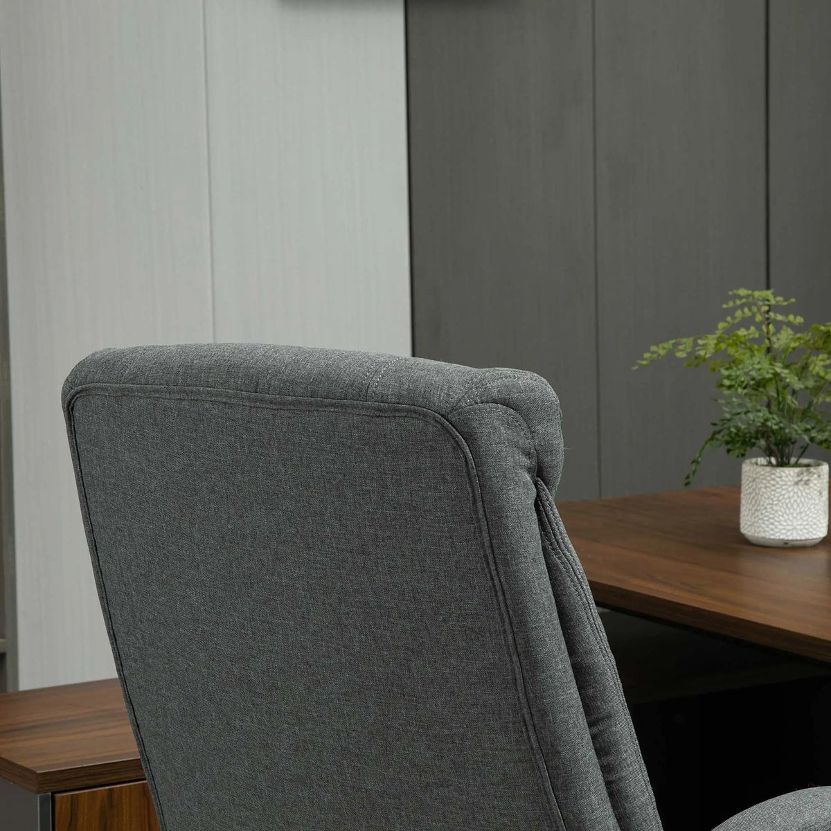 Ergonomic High Back Swivel Office Chair, Adjustable Height, Linen Fabric, Grey Executive & Manager Chairs at Gallery Canada