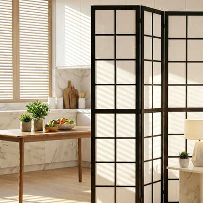 4 Panel Room Divider, 5.6 ft, Folding Wall Partition, Black Room Dividers at Gallery Canada
